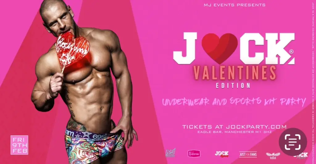 Advert for jock valentines in manchester 13th January 2024