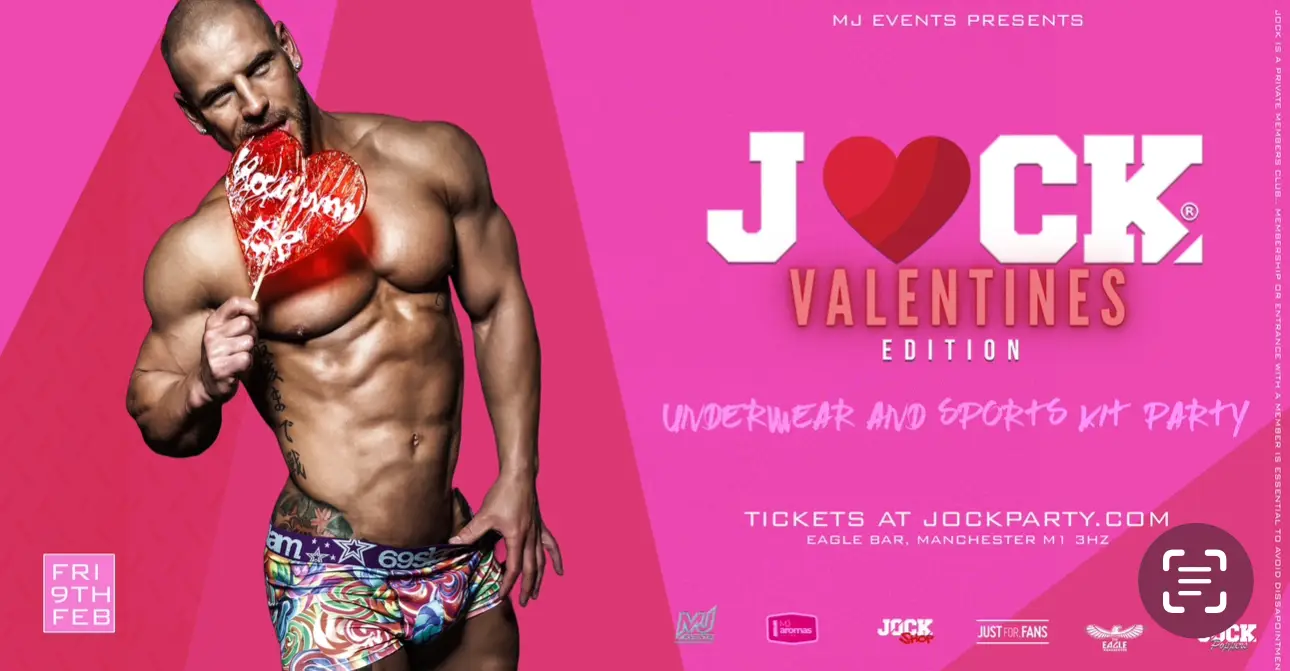 Advert for jock valentines in manchester 13th January 2024